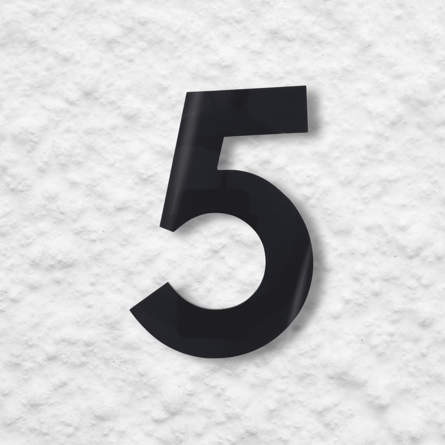 Floating Number 5 - Black Gloss (150mm high) - housenumbers.ie