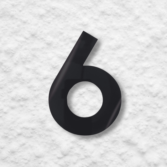 Floating Number 6 - Black Gloss (150mm high) - housenumbers.ie