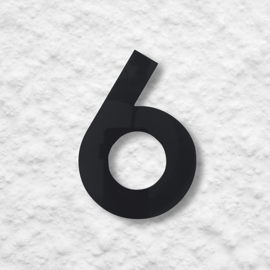 Floating Number 6 - Black Matt (150mm high) - housenumbers.ie