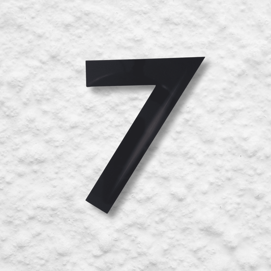 Floating Number 7 - Black Gloss (150mm high) - housenumbers.ie