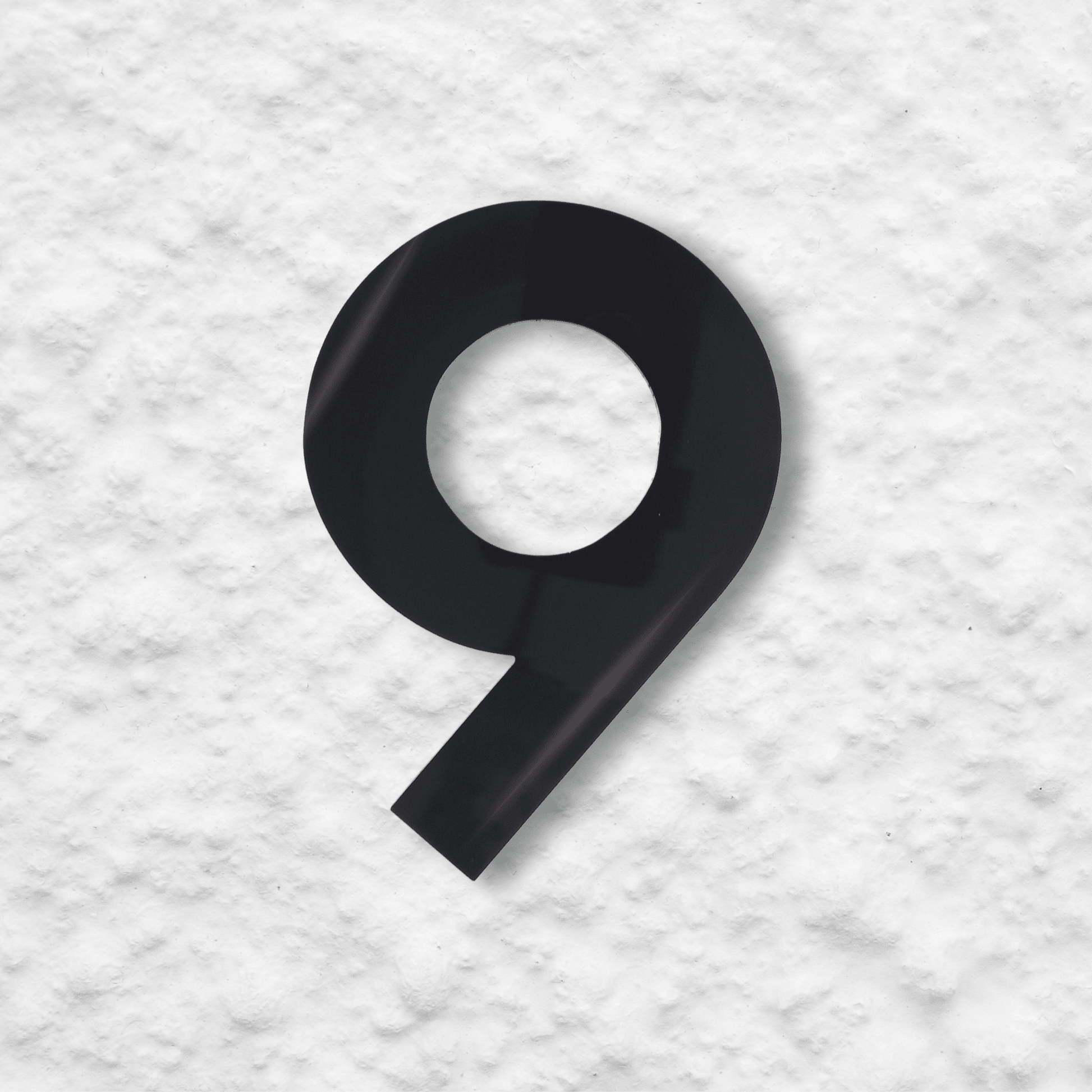 Floating Number 9 - Black Gloss (150mm high) - housenumbers.ie