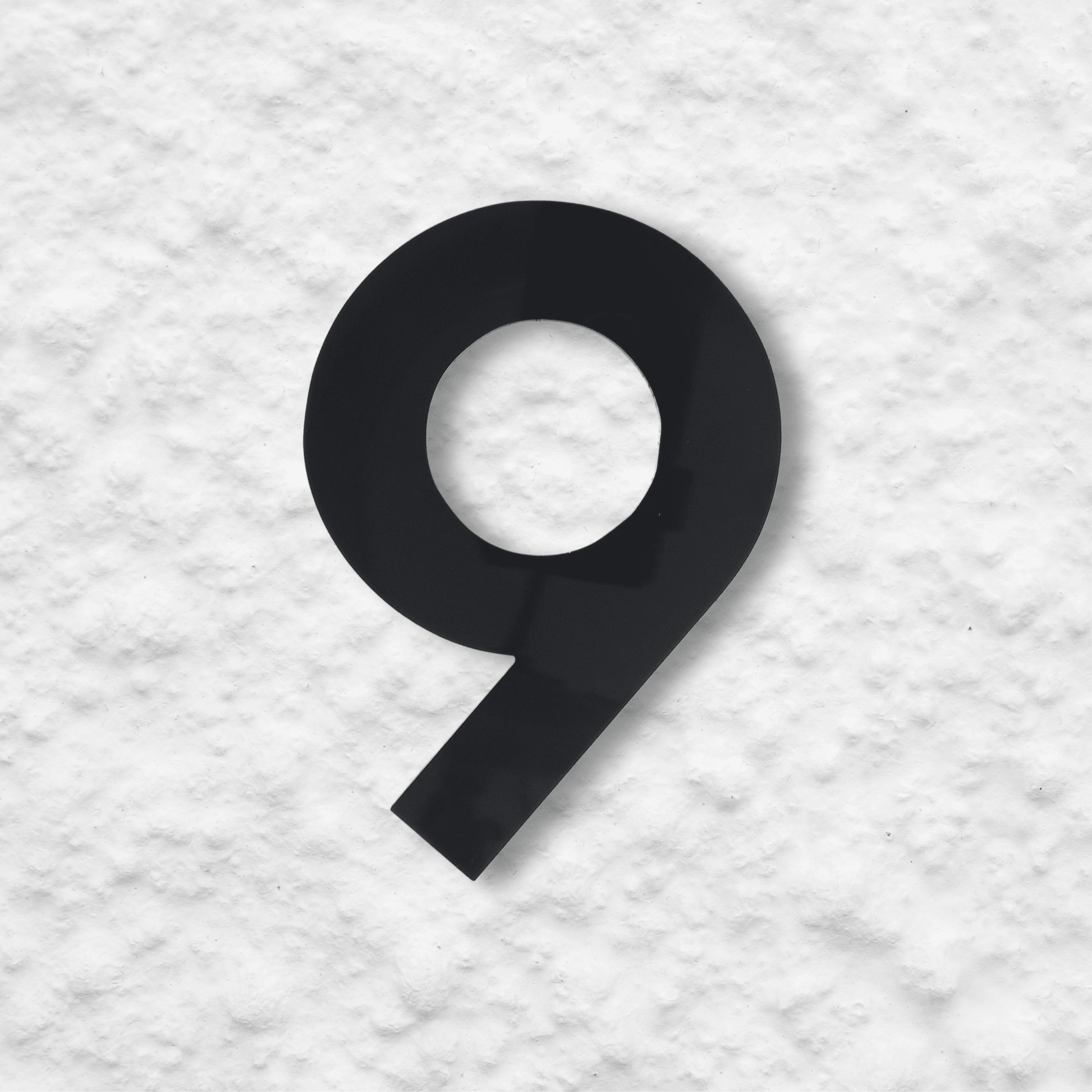 Floating Number 9 - Black Matt (150mm high) - housenumbers.ie