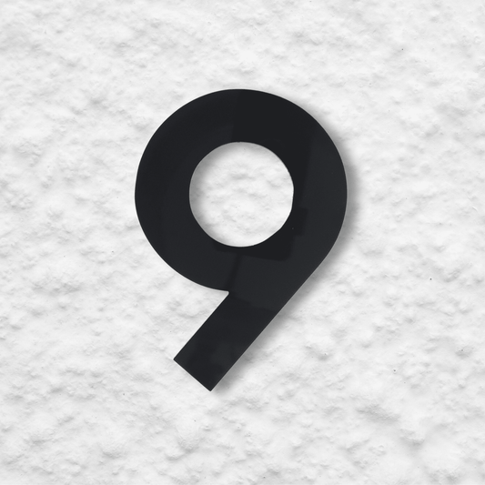 Floating Number 9 - Black Matt (150mm high) - housenumbers.ie