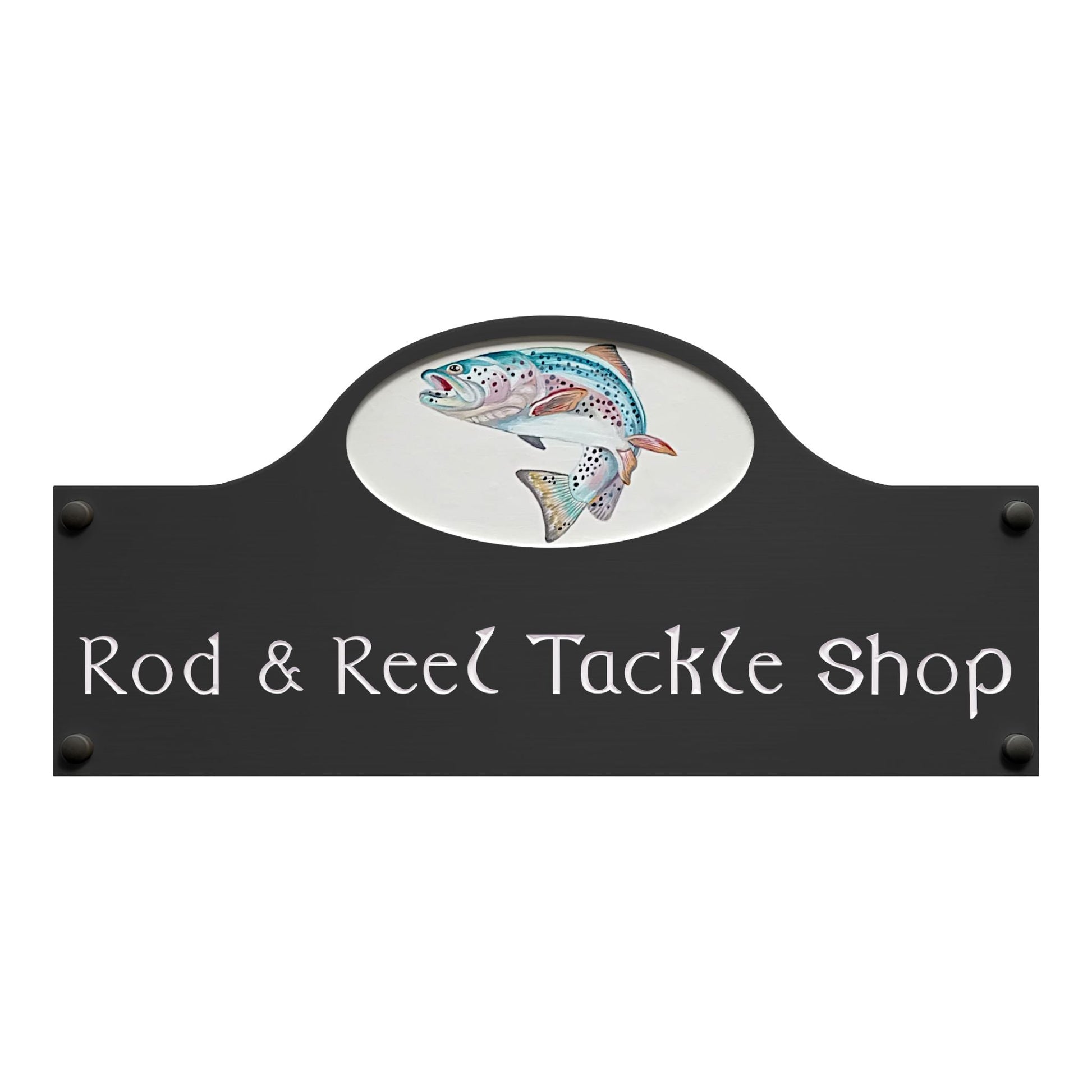 Grey Large Dome Corian Sign (400x185mm) with Art - housenumbers.ie
