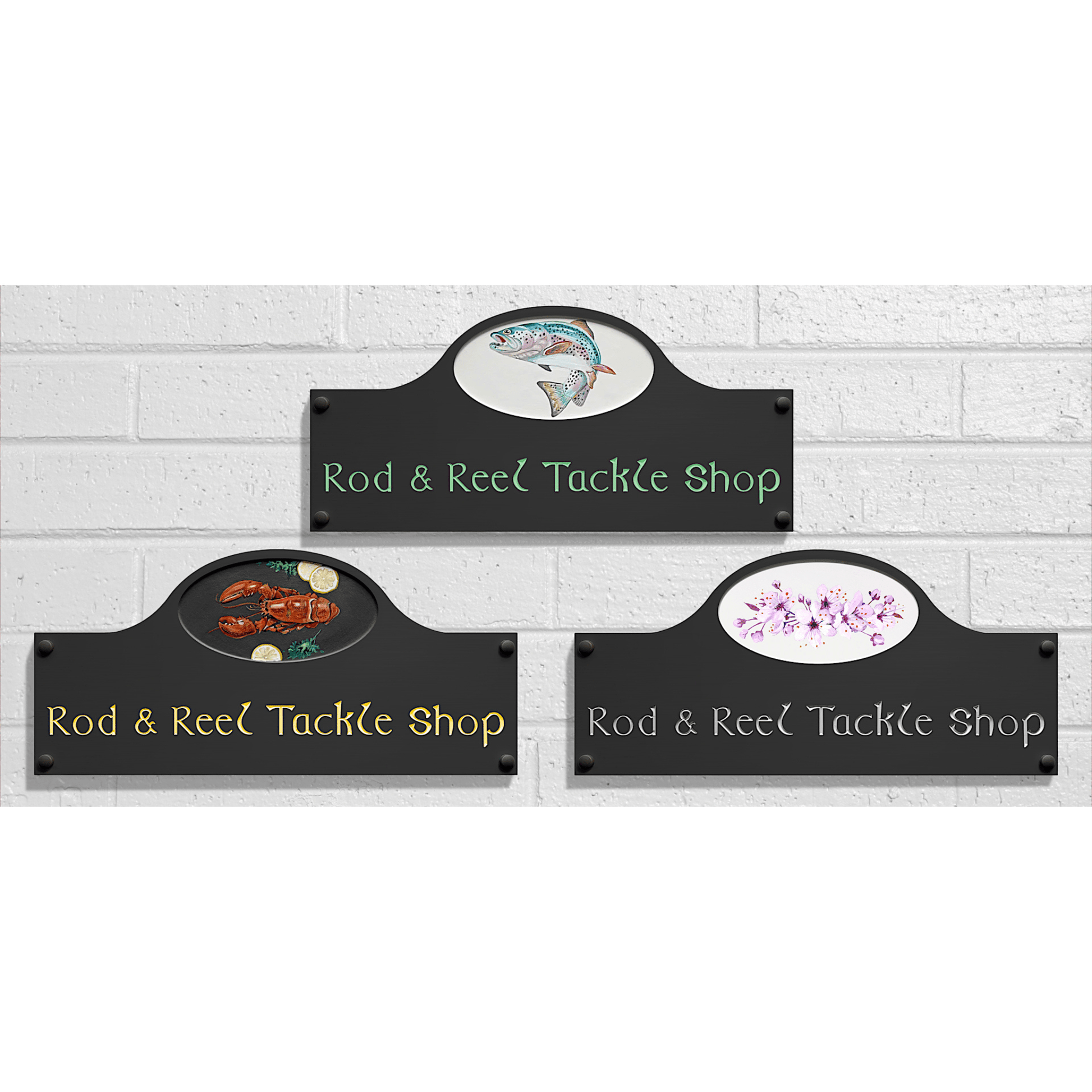 Grey Large Dome Corian Sign (400x185mm) with Art - housenumbers.ie