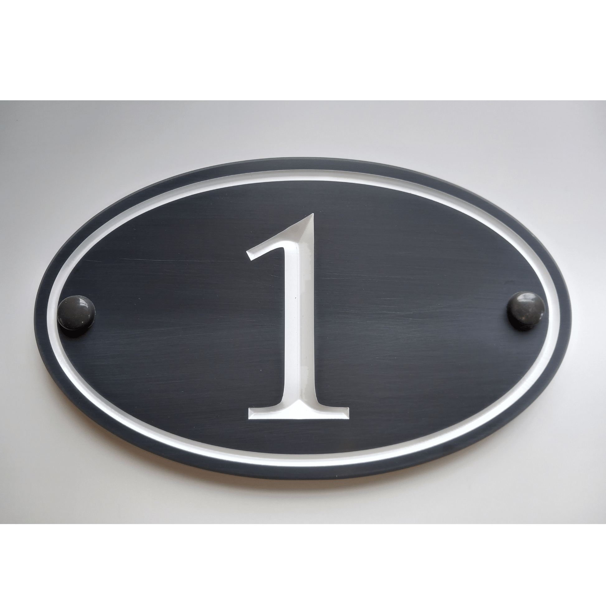 Grey Oval Corian Sign (195x115mm) - housenumbers.ie