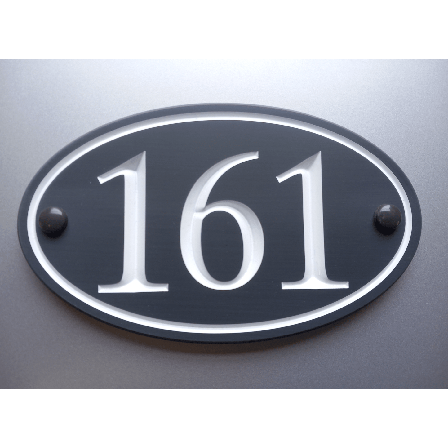 Grey Oval Corian Sign (195x115mm) - housenumbers.ie