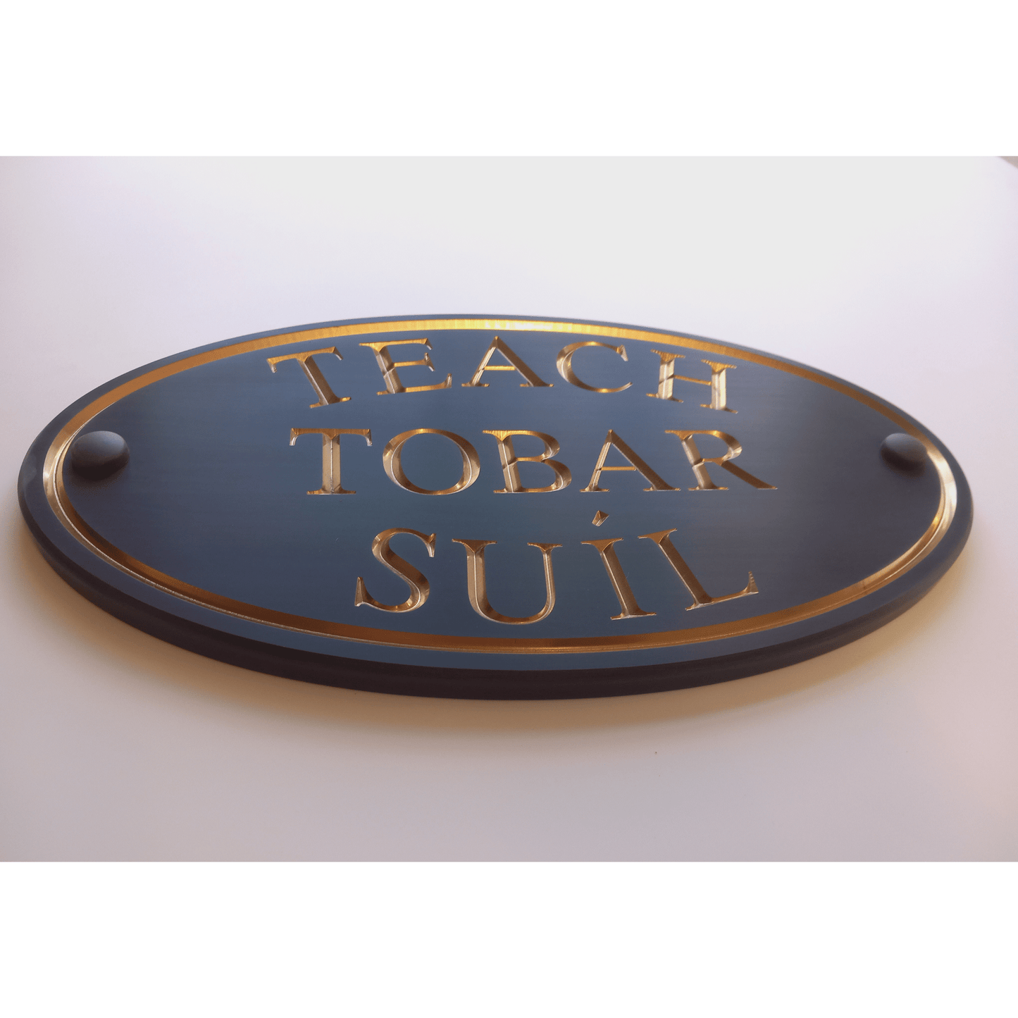 Grey Oval Corian Sign (315x170mm) - housenumbers.ie