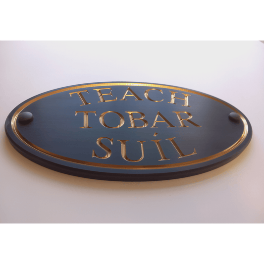 Grey Oval Corian Sign (315x170mm) - housenumbers.ie