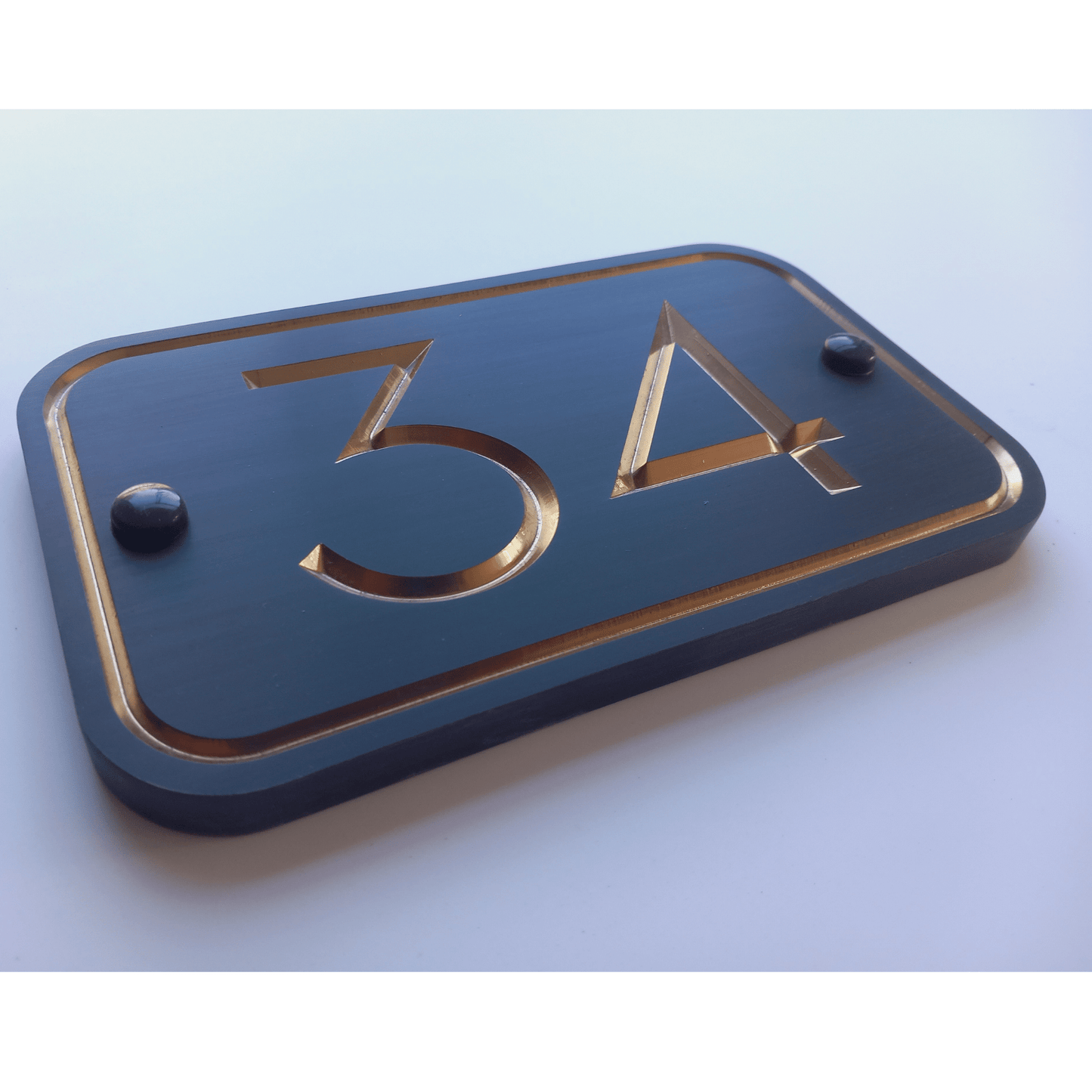 Grey Rectangle Corian Sign (200x120mm) with Curved Edge - housenumbers.ie