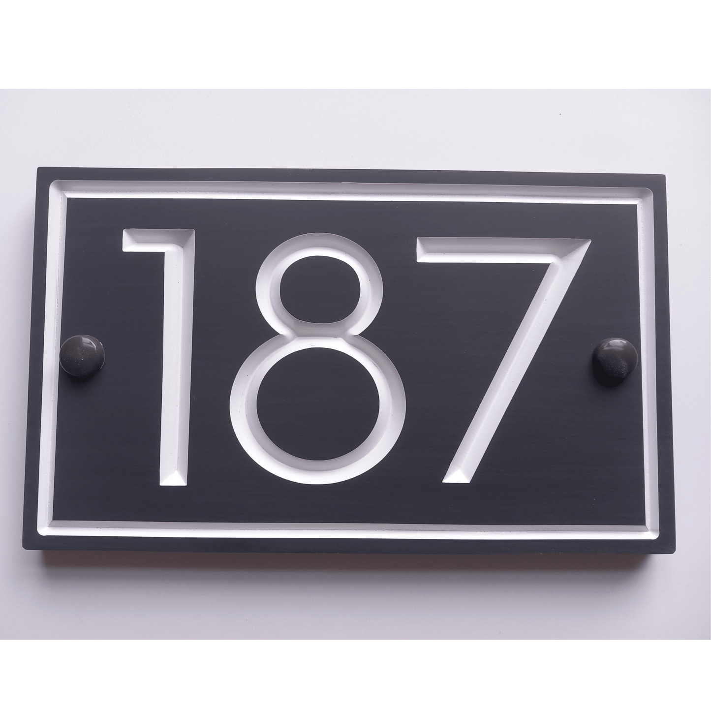 Grey Rectangle Corian Sign (200x120mm) with Straight Edge - housenumbers.ie