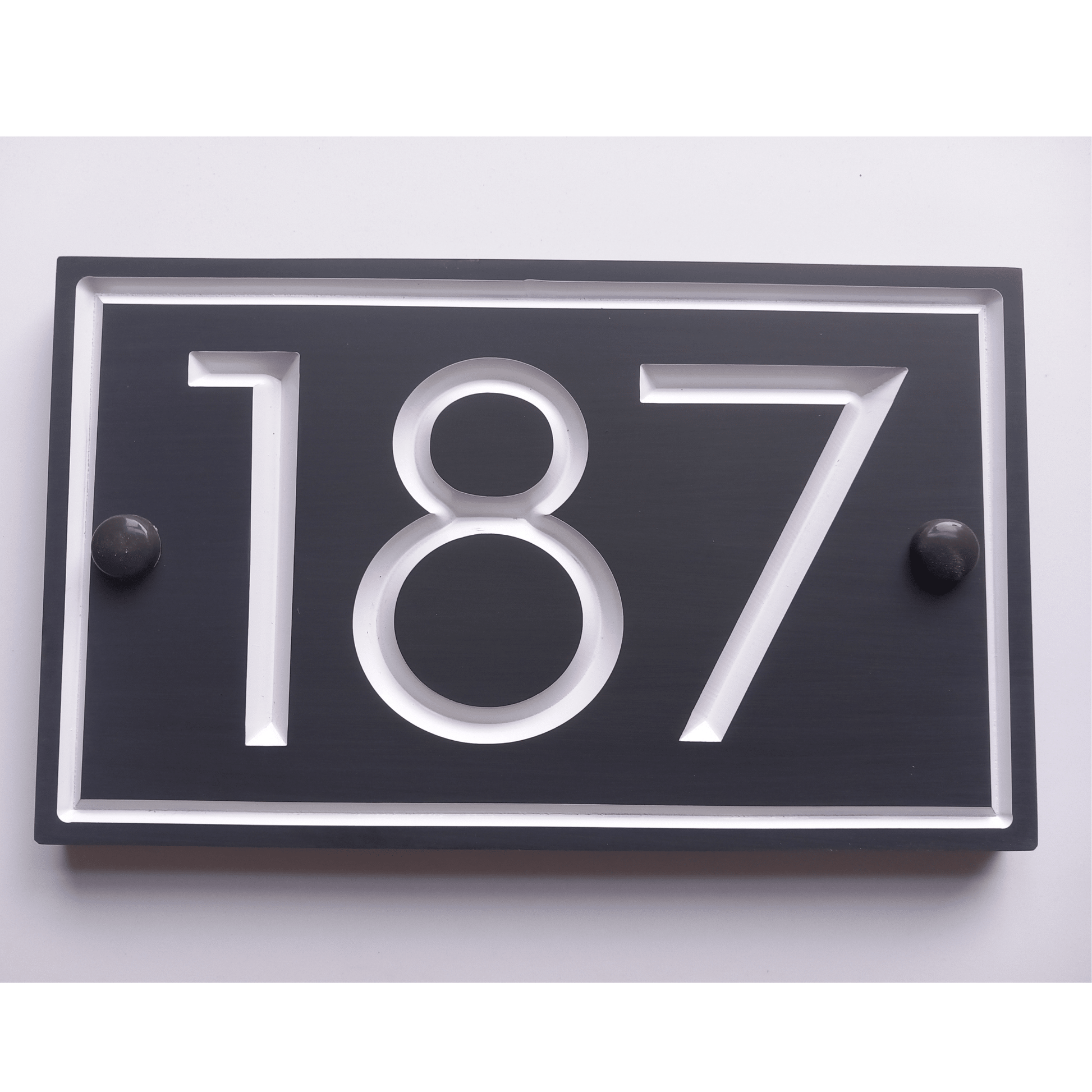 Grey Rectangle Corian Sign (200x120mm) with Straight Edge - housenumbers.ie