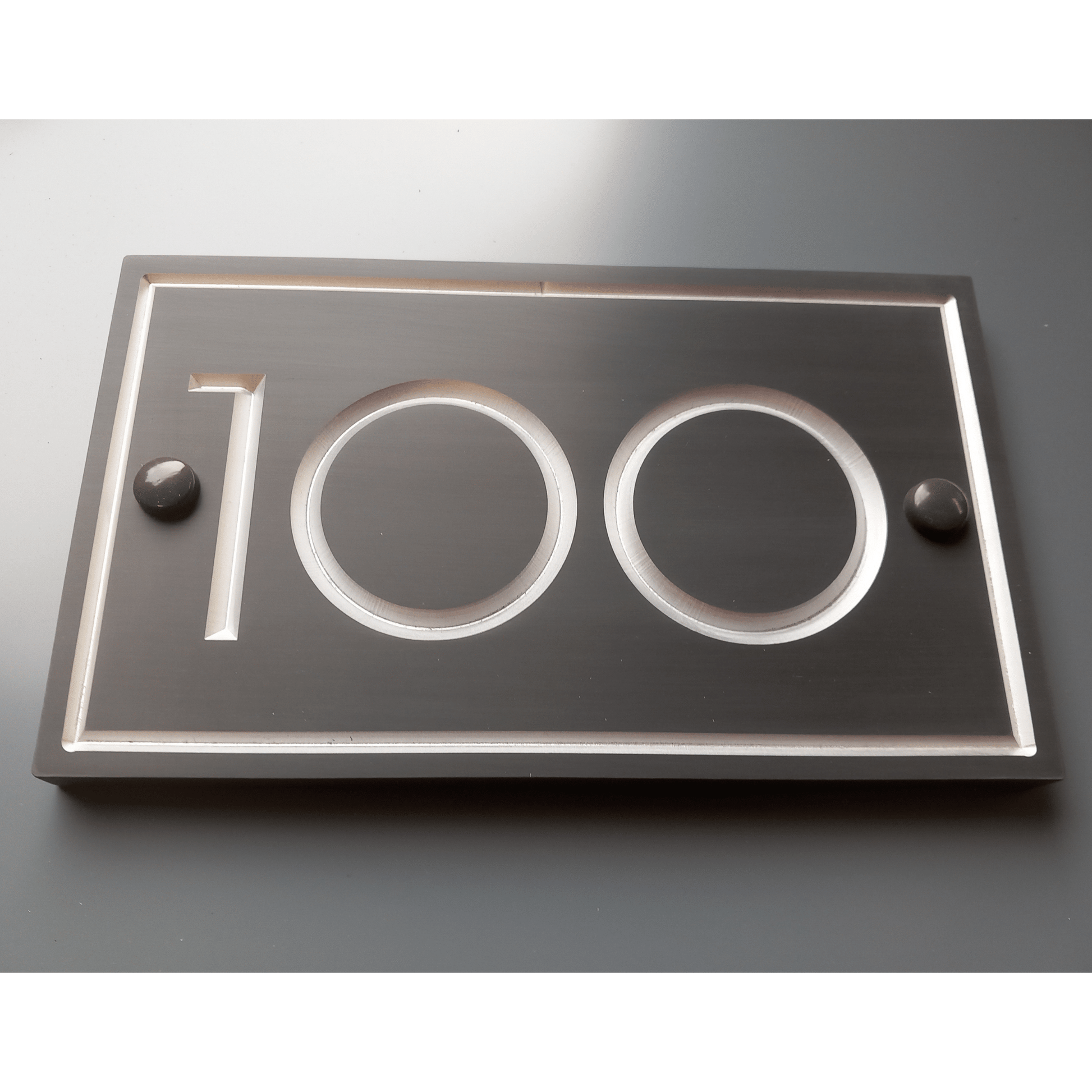 Grey Rectangle Corian Sign (200x120mm) with Straight Edge - housenumbers.ie