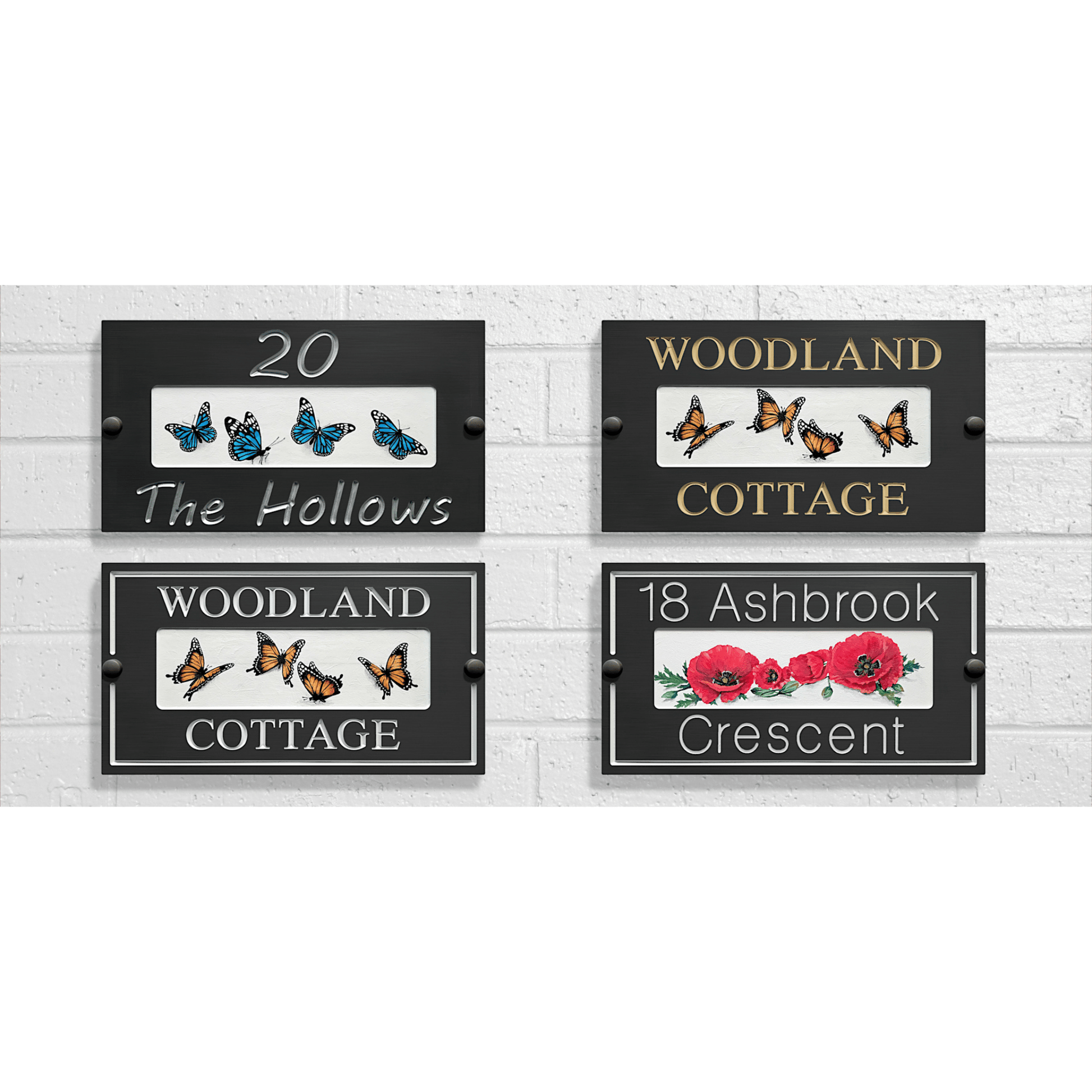 Grey Small Rectangle Corian Sign (325x180mm) with Art - housenumbers.ie