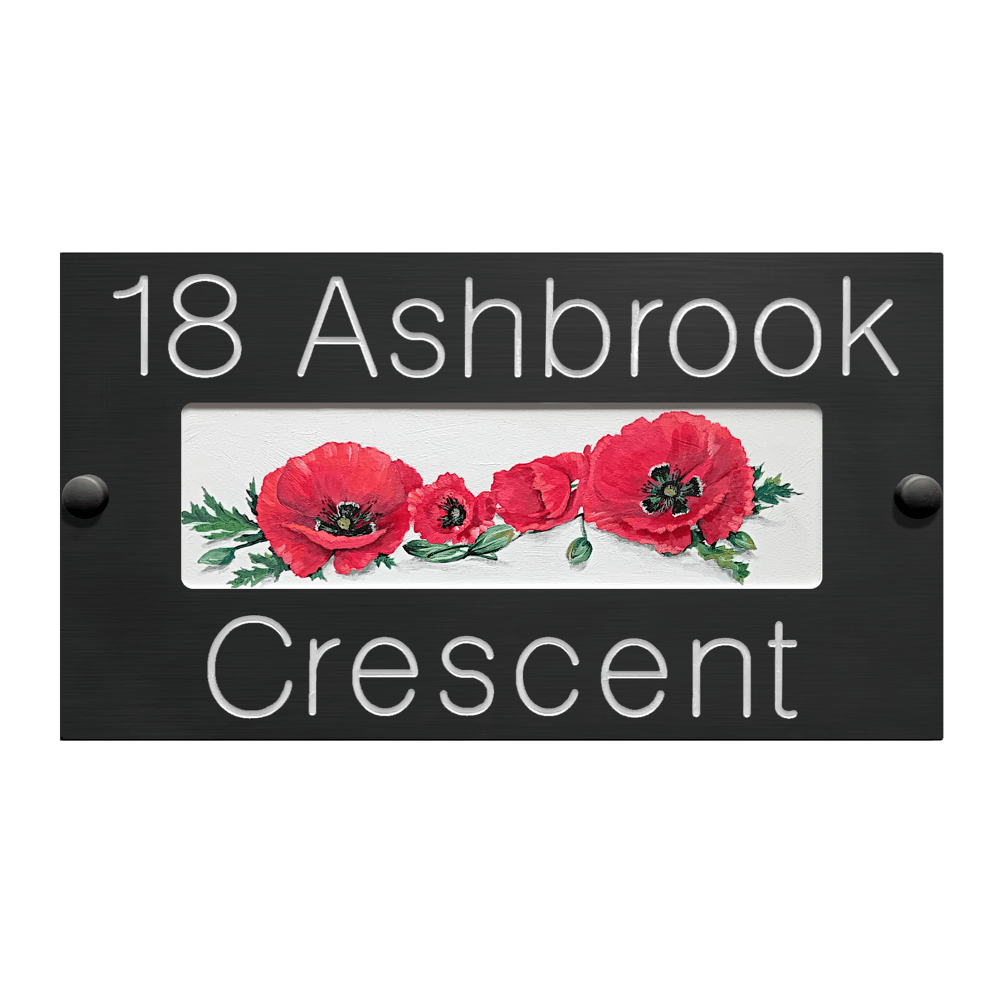Grey Small Rectangle Corian Sign (325x180mm) with Art - housenumbers.ie