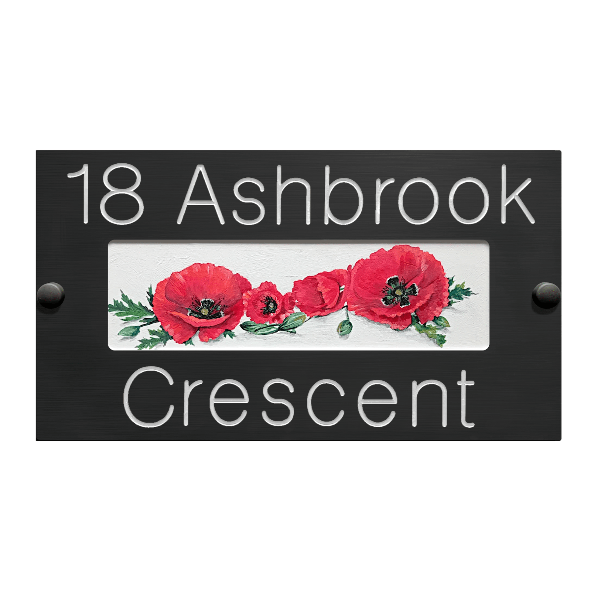 Grey Small Rectangle Corian Sign (325x180mm) with Art - housenumbers.ie