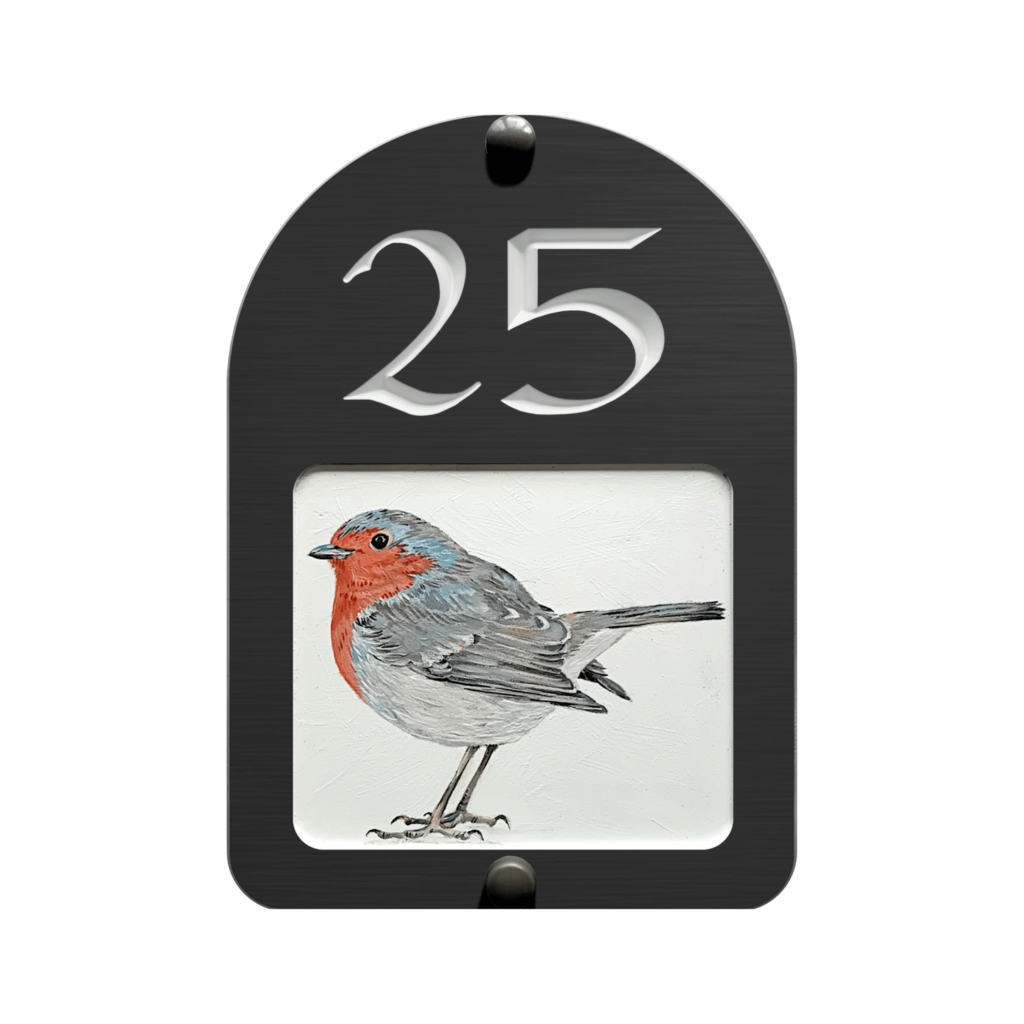 Grey Square Dome Corian Sign (150x210mm) with Art - housenumbers.ie
