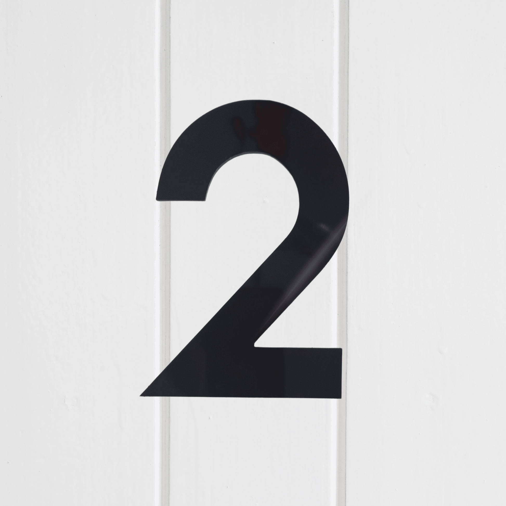 Stick On Number 2 - Black Gloss (100mm high) - housenumbers.ie