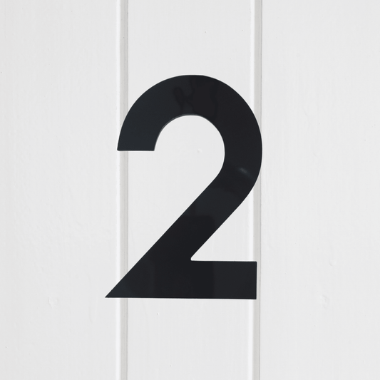Stick On Number 2 - Black Matt (100mm high) - housenumbers.ie