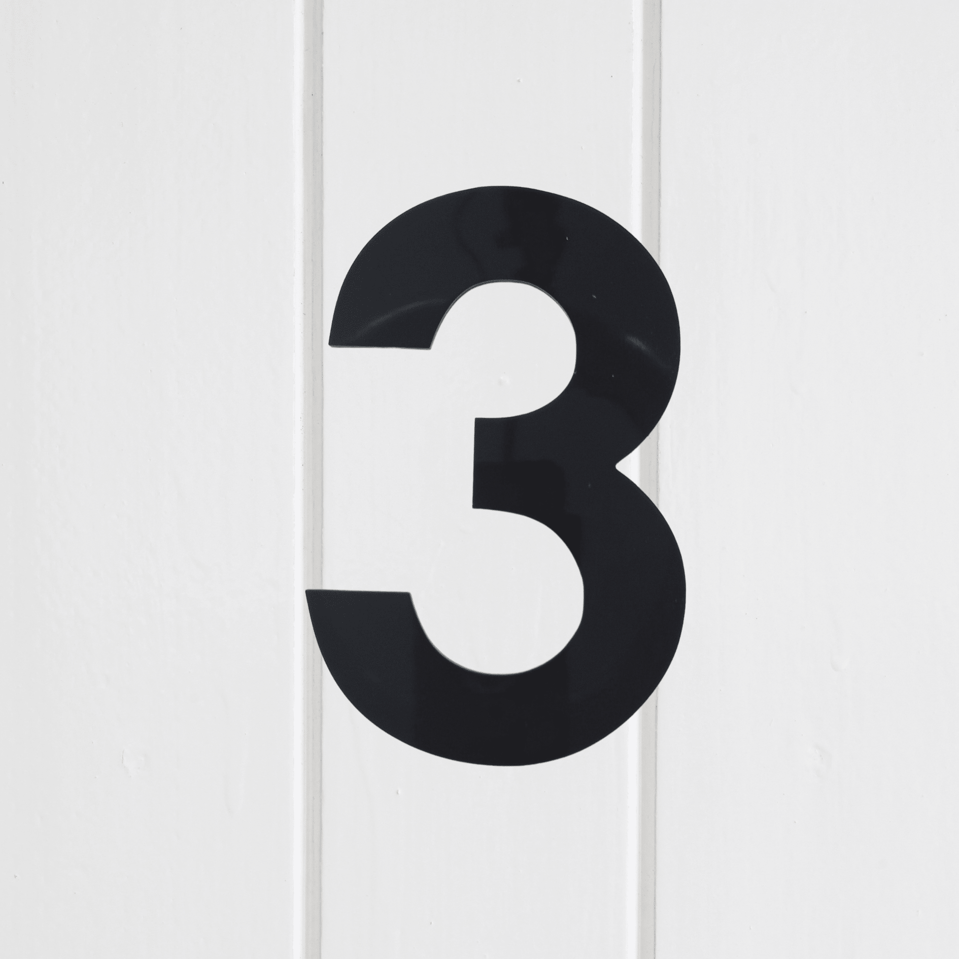 Stick On Number 3 - Black Matt (100mm high) - housenumbers.ie