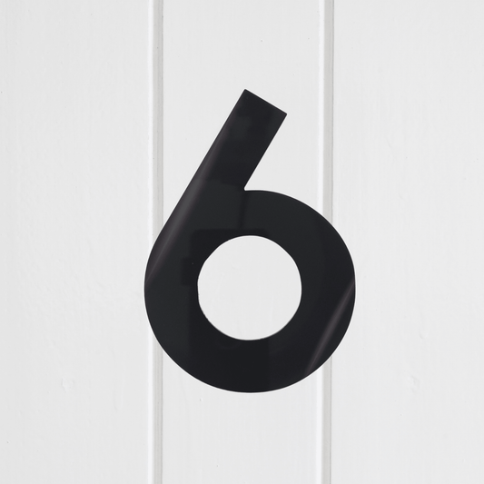 Stick On Number 6 - Black Gloss (100mm high) - housenumbers.ie