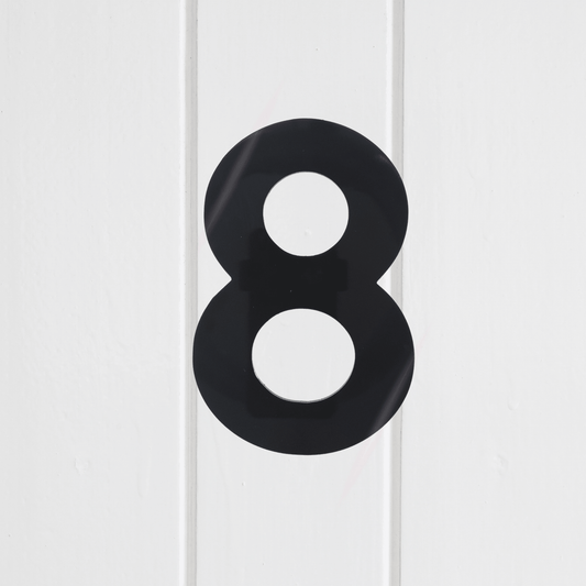 Stick On Number 8 - Black Gloss (100mm high) - housenumbers.ie