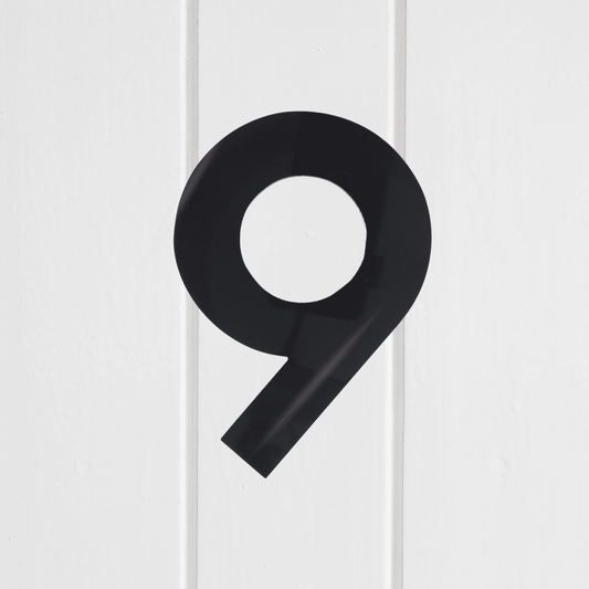 Stick On Number 9 - Black Gloss (100mm high) - housenumbers.ie