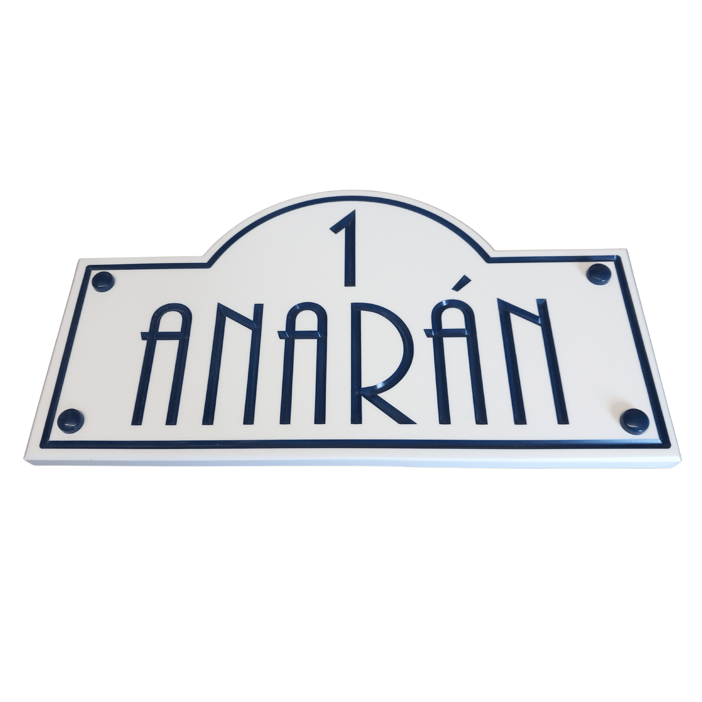 White Corian Dome Sign (325x180mm) - housenumbers.ie