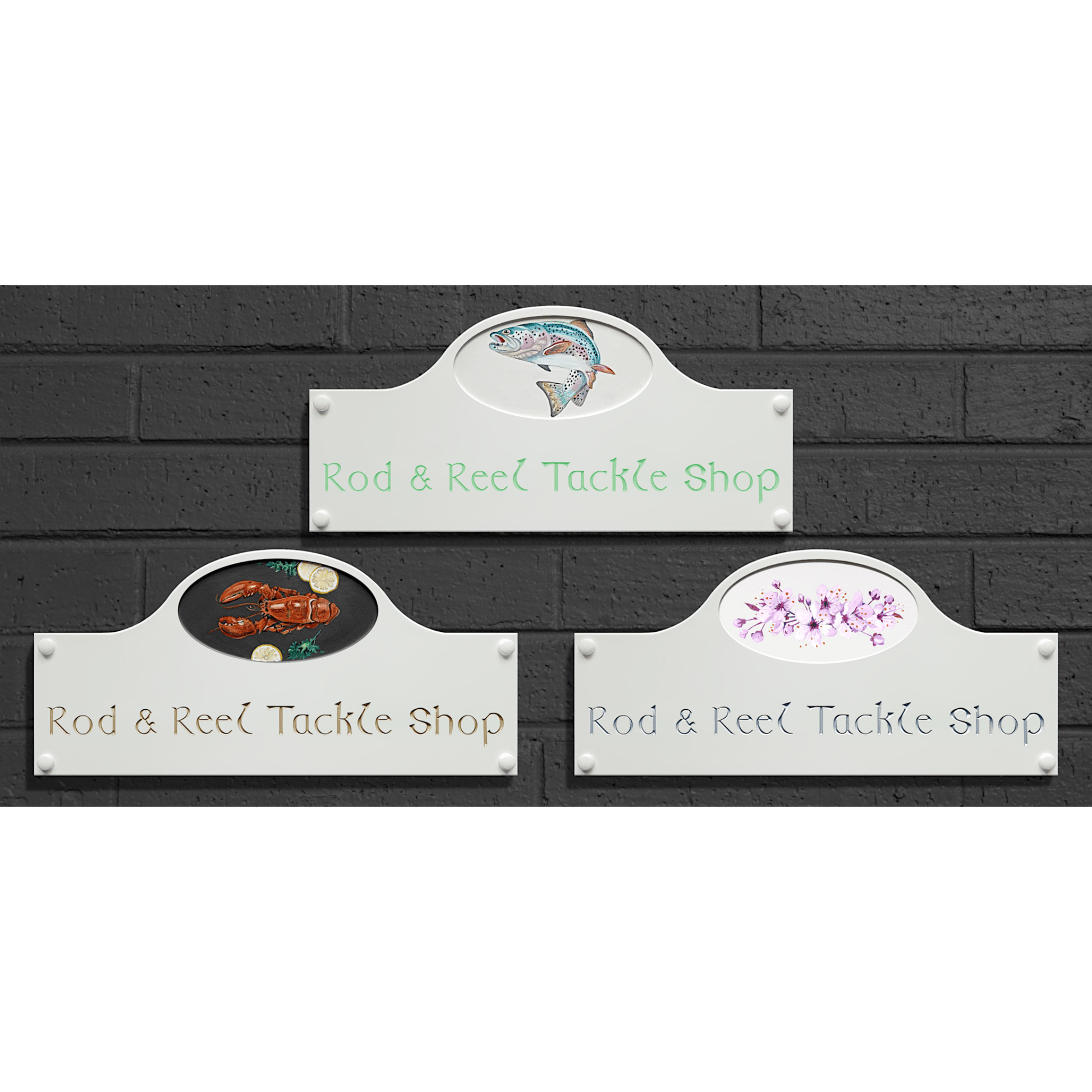 White Large Dome Corian Sign (400x185mm) with Art - housenumbers.ie