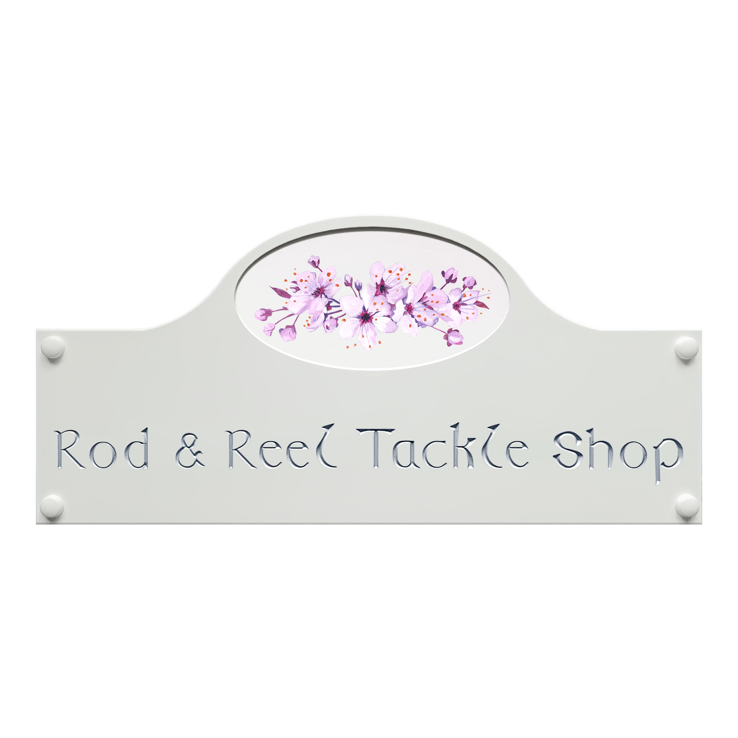 White Large Dome Corian Sign (400x185mm) with Art - housenumbers.ie
