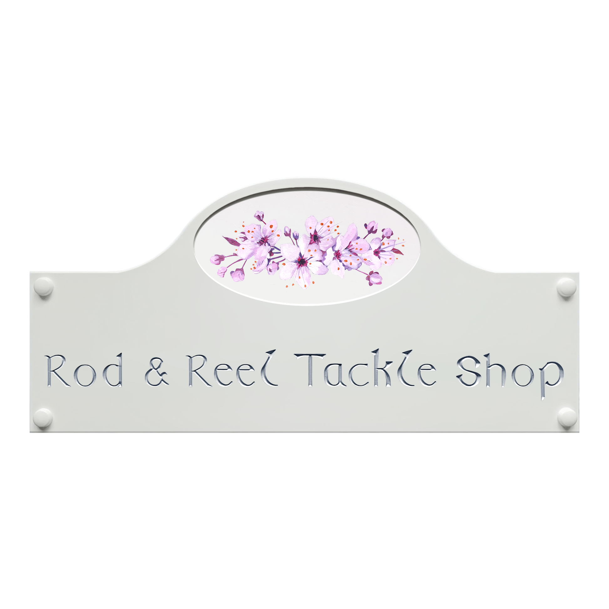 White Large Dome Corian Sign (400x185mm) with Art - housenumbers.ie