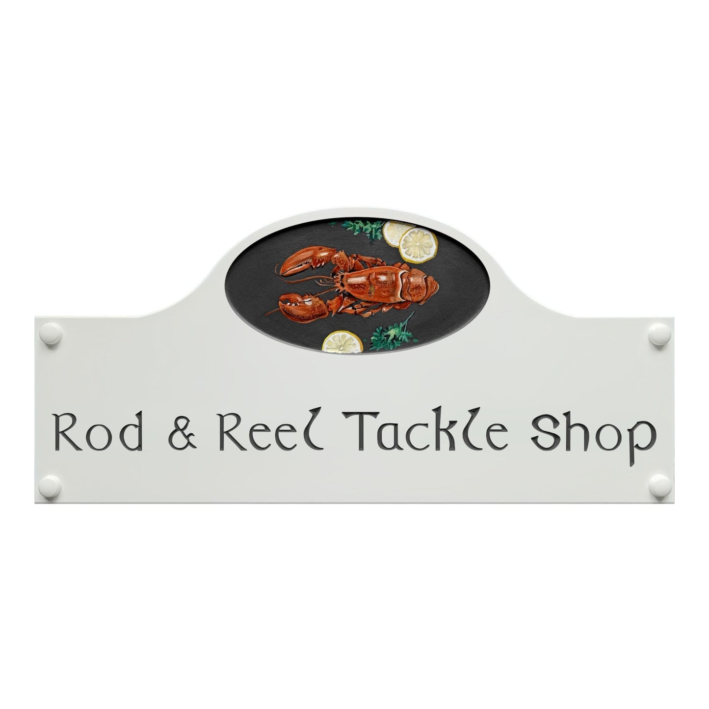 White Large Dome Corian Sign (400x185mm) with Art - housenumbers.ie