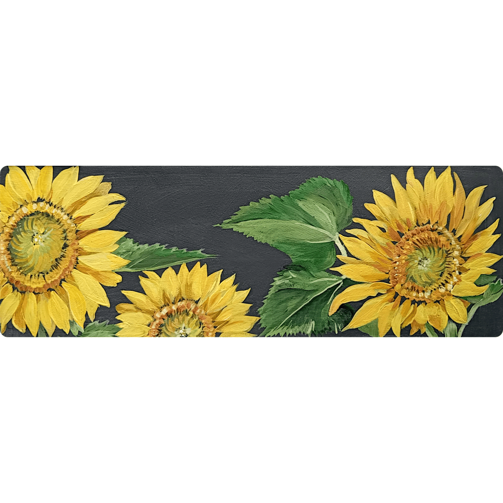 White Large Rectangle Corian Sign (325x180mm) with Sunflower Art - housenumbers.ie
