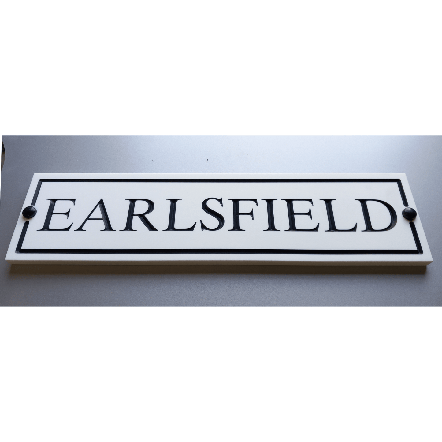 White Rectangle Corian Sign (400x100mm) - housenumbers.ie