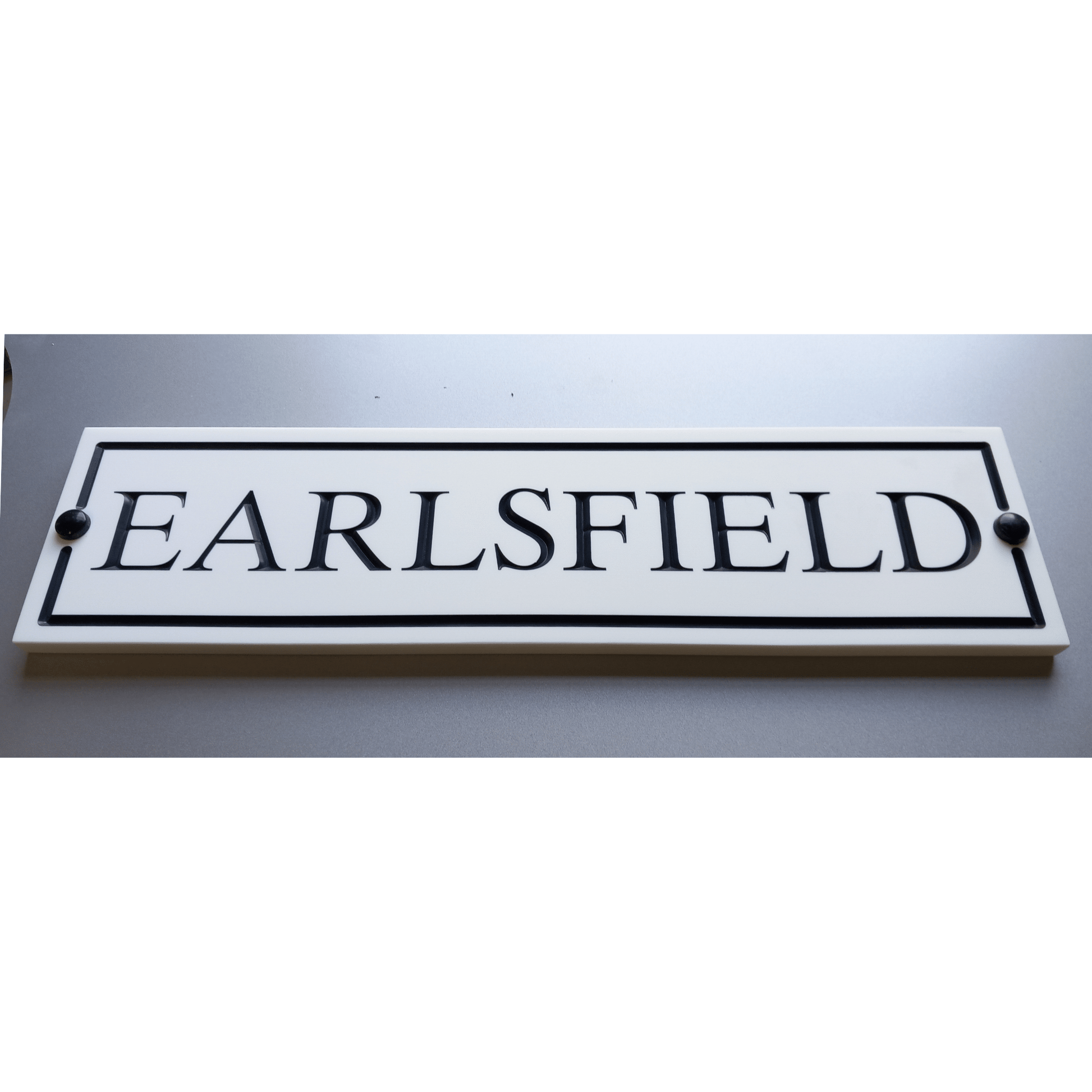 White Rectangle Corian Sign (400x100mm) - housenumbers.ie