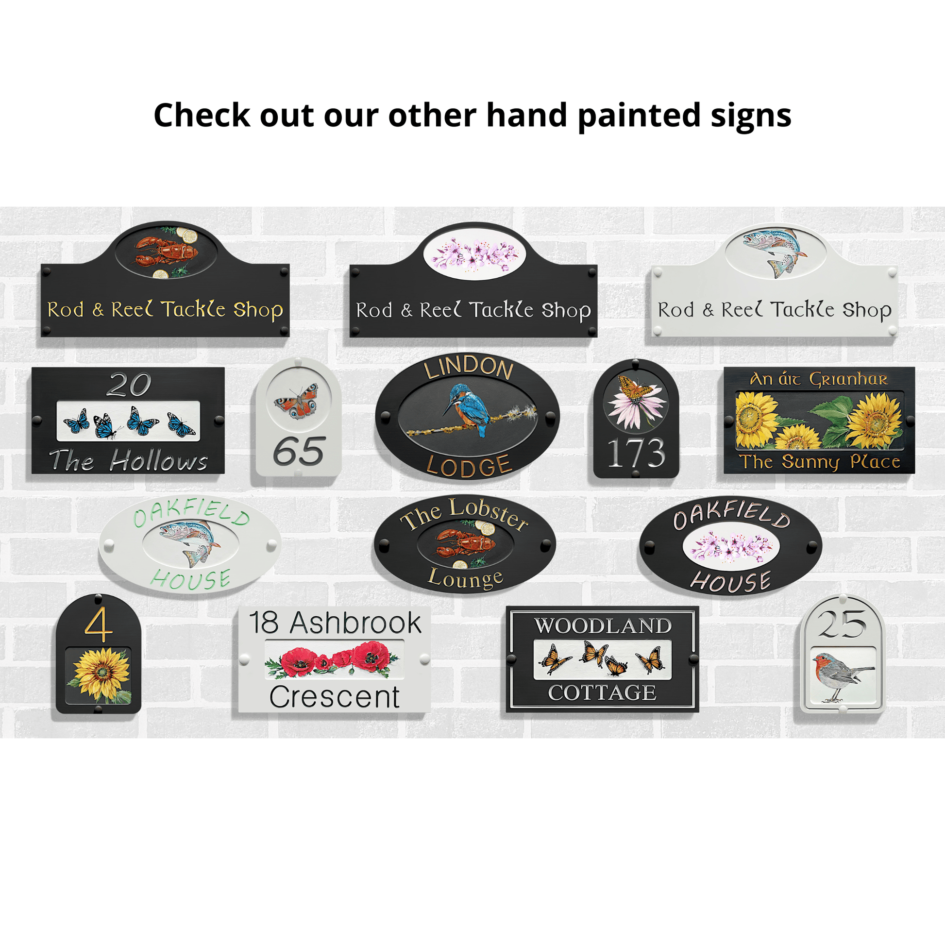 White Round Dome Corian Sign (150x210mm) with Art - housenumbers.ie