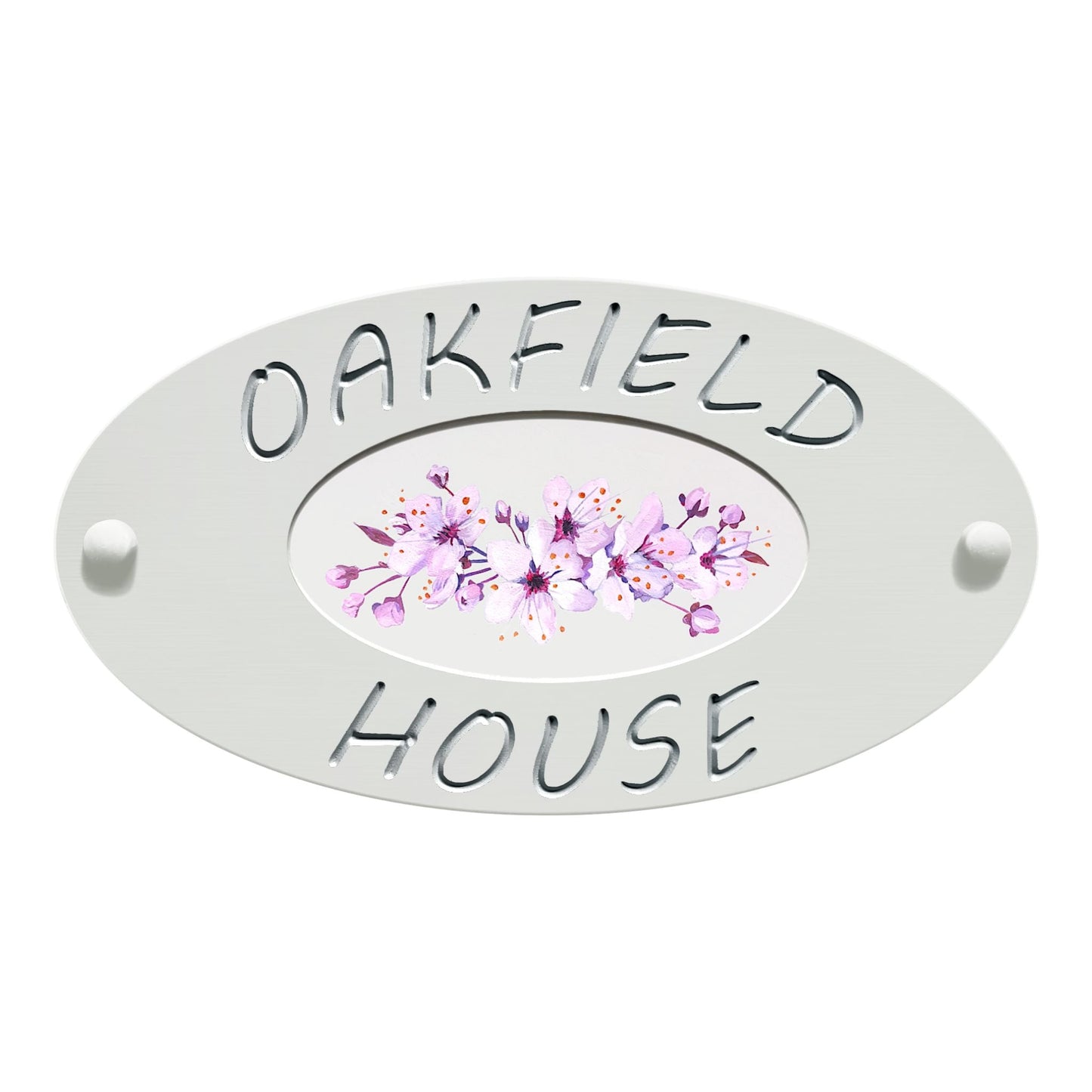 White Small Oval Corian Sign (320x175mm) with Art - housenumbers.ie