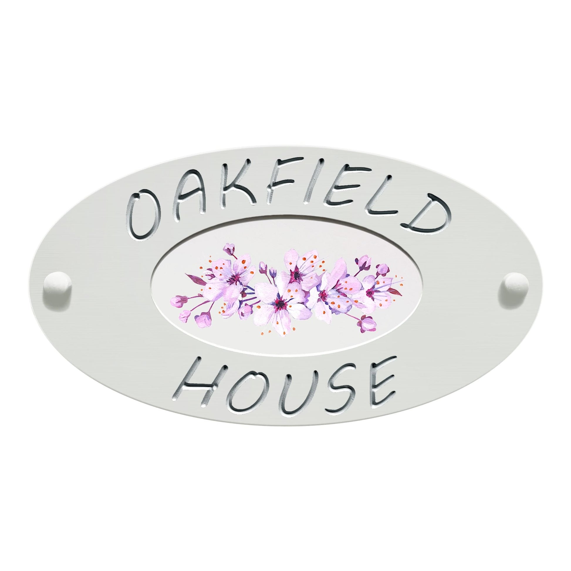 White Small Oval Corian Sign (320x175mm) with Art - housenumbers.ie