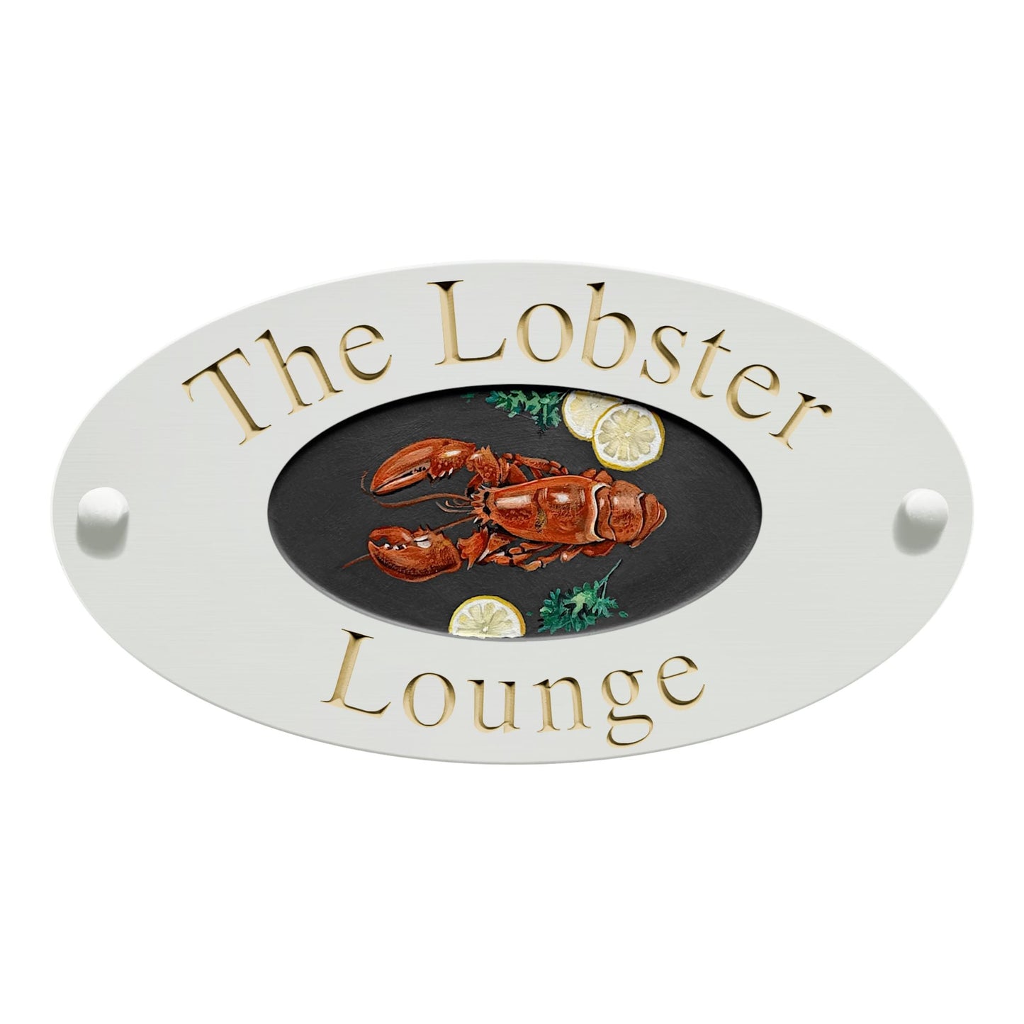 White Small Oval Corian Sign (320x175mm) with Art - housenumbers.ie