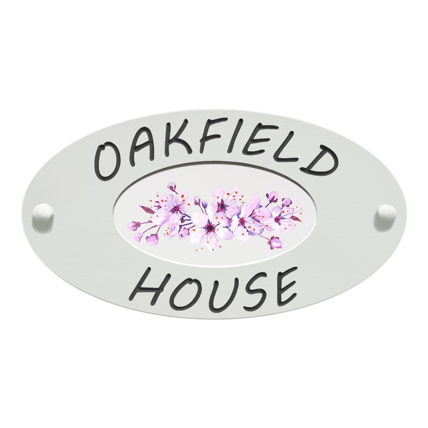 White Small Oval Corian Sign (320x175mm) with Art - housenumbers.ie