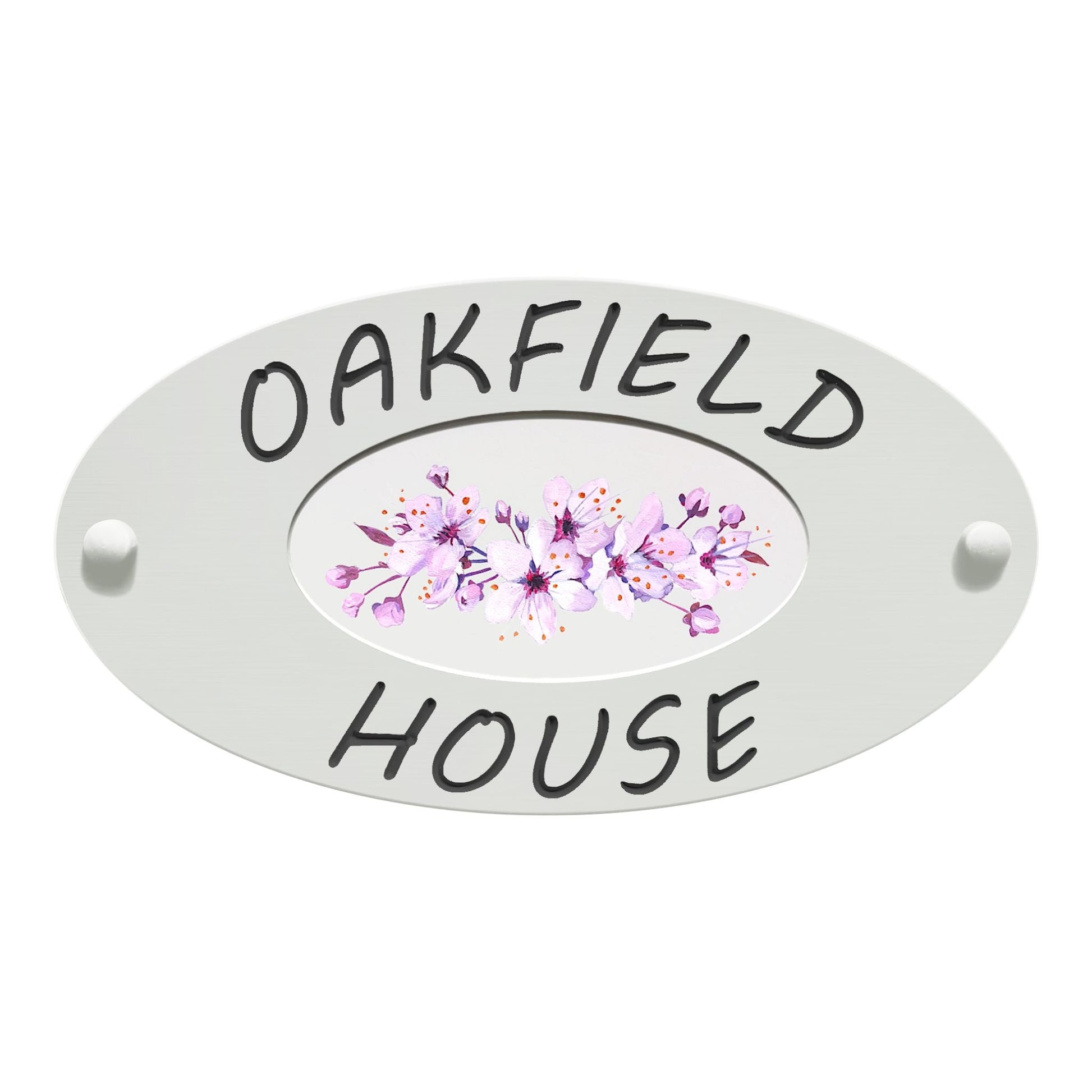 White Small Oval Corian Sign (320x175mm) with Art - housenumbers.ie