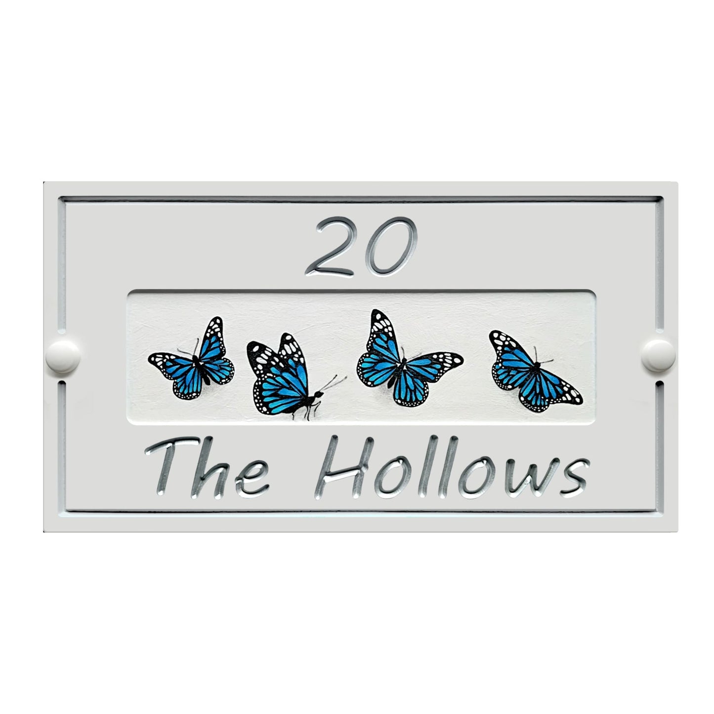 White Small Rectangle Corian Sign (325x180mm) with Art - housenumbers.ie