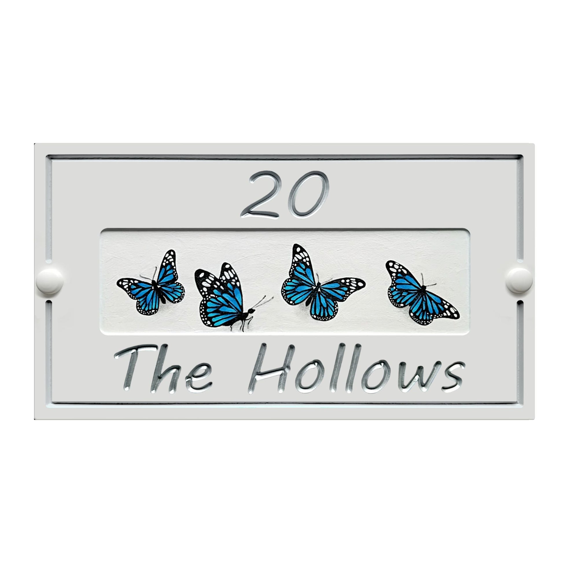 White Small Rectangle Corian Sign (325x180mm) with Art - housenumbers.ie