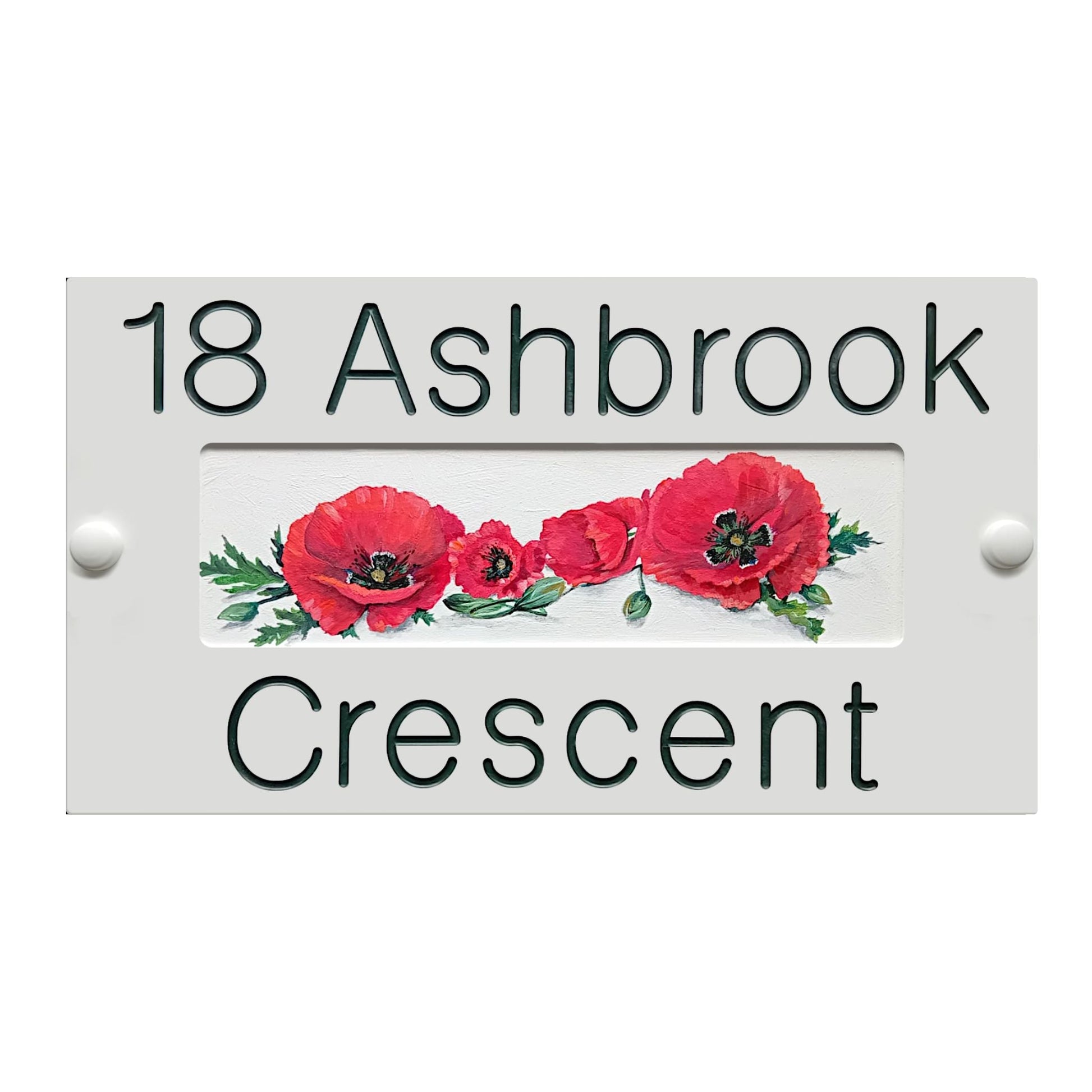 White Small Rectangle Corian Sign (325x180mm) with Art - housenumbers.ie