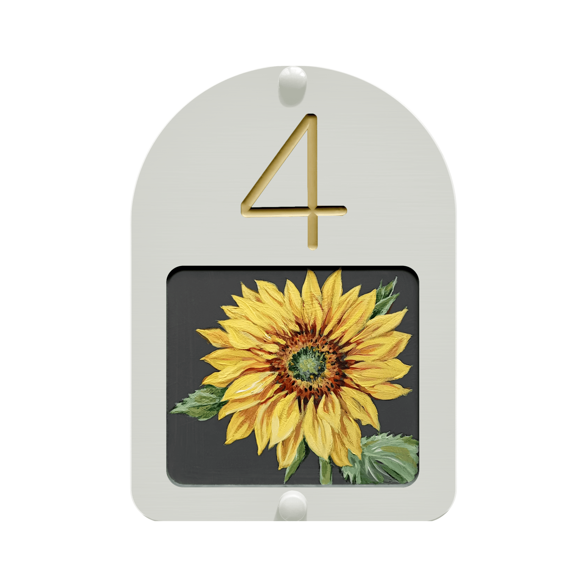 White Square Dome Corian Sign (150x210mm) with Art - housenumbers.ie