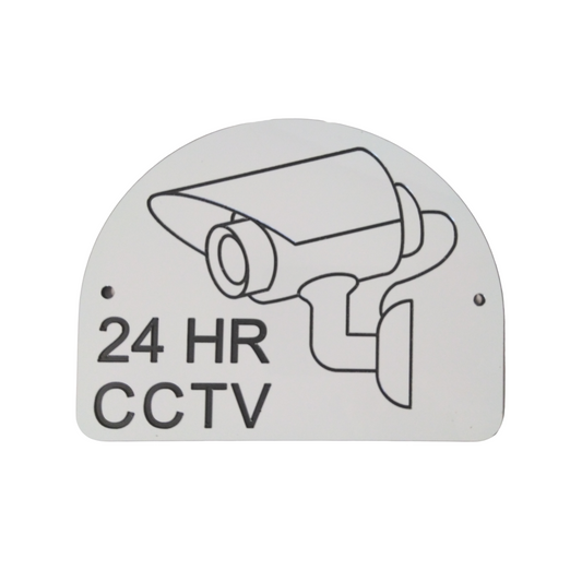 24hr CCTV Security Sign - White