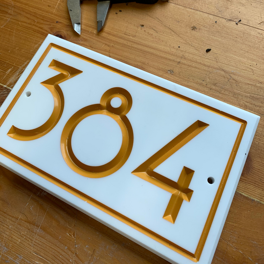 White Corian Sign (200x120mm) with Straight Edge