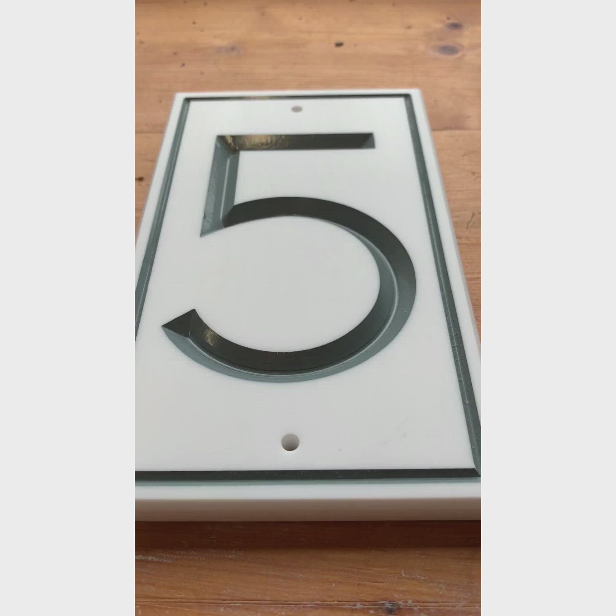 White Rectangle Corian Sign (200x120mm) with Straight Edge