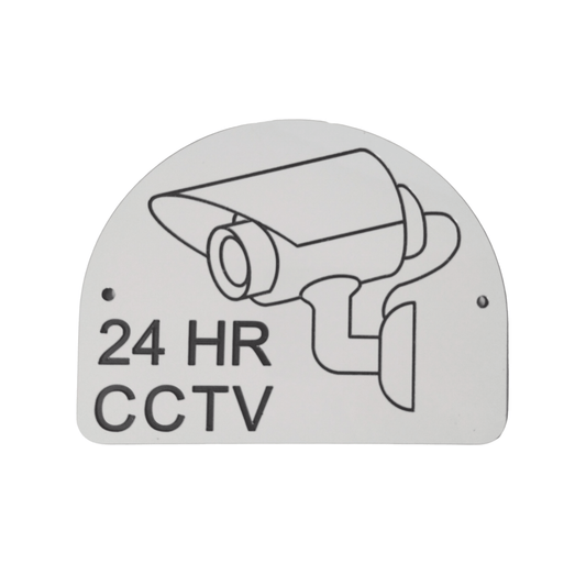 24hr CCTV Security Sign - White - housenumbers.ie