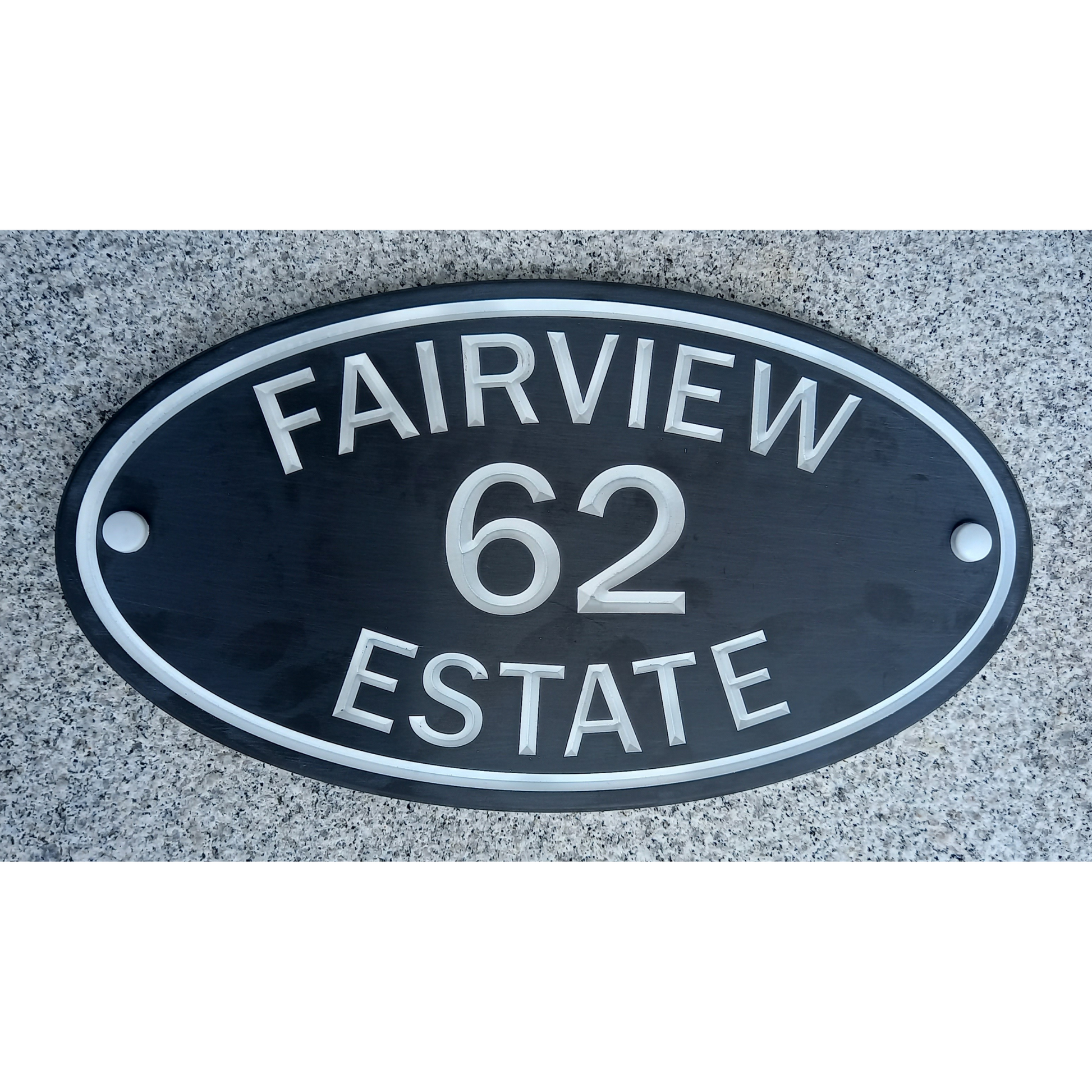 Grey Oval Corian Sign (315x170mm)